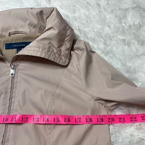 Cole Haan Pink Coat Trench Jacket Rain Womens Size M Pockets Cinch Waist - Picture 16 of 16